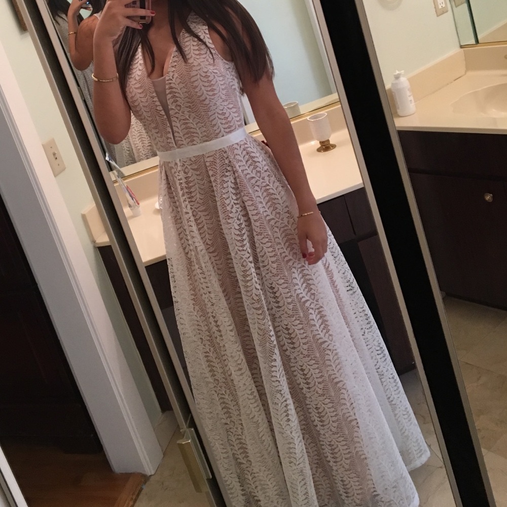 White All Lace Long Dress